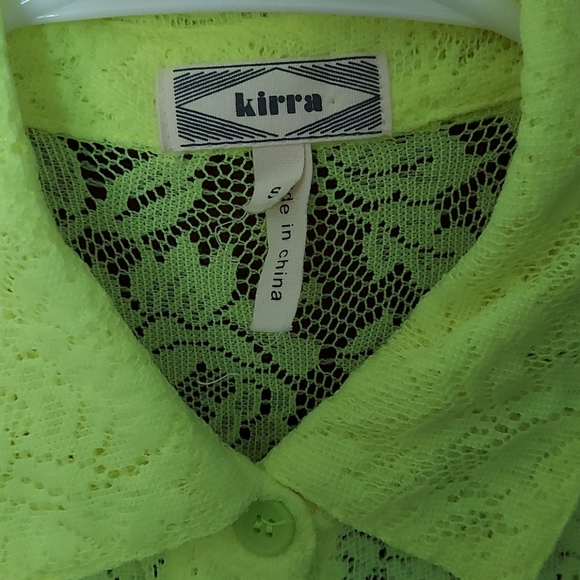 Kirra neon yellow lace button up - Picture 3 of 6